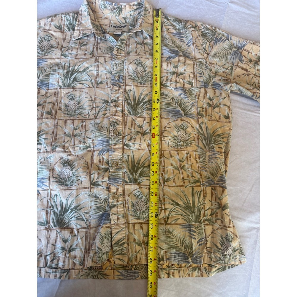 Cooke Street Mens Hawaiian Aloha Button Up Shirt XL Tan Tropical Summer Resort - Picture 7 of 7